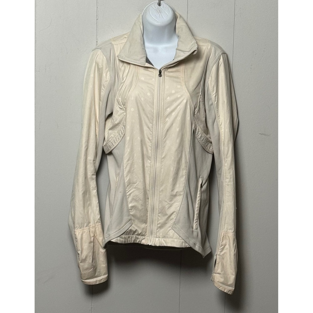 Lululemon Athletica Cream Mixed Media Run Jacket Mesh Vent Size 8
